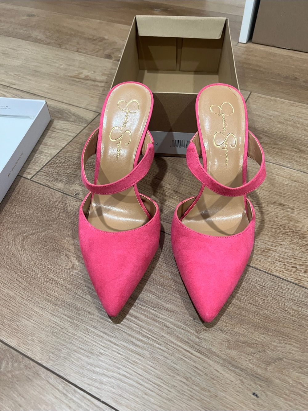 Jessica Simpson Hot Pink Pointed-Toe Slingback Mules